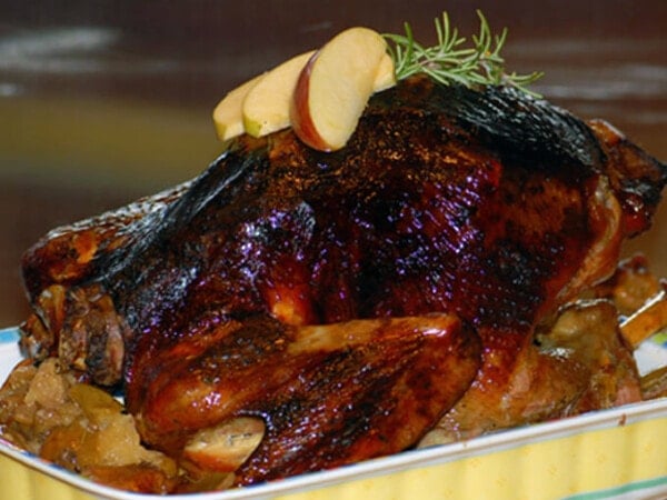 Balsamic Roasted Turkey with Apple Stuffing