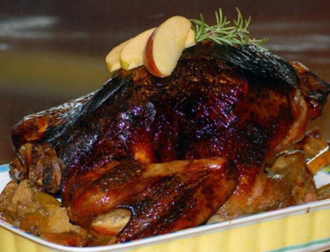 Balsamic Roasted Turkey with Apple Stuffing