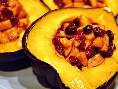 acorn squash with cranberry apple stuffing