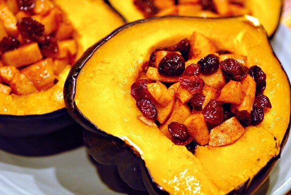 acorn squash with cranberry apple stuffing