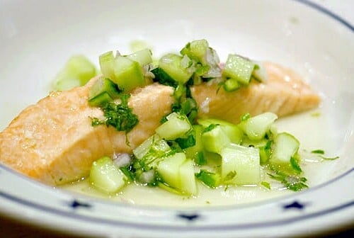 salmon with cucumber chile relish recipe