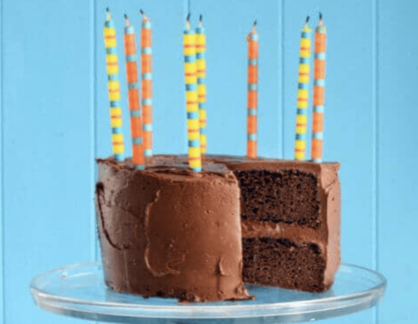 Vanilla Birthday Cake with Chocolate Frosting