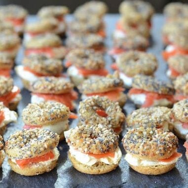 Mini Bagels with Cream Cheese and Lox