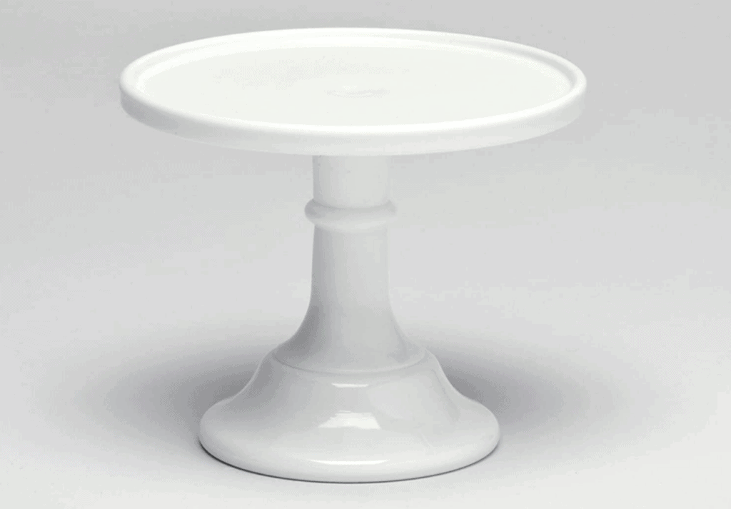 Taartstandaard van wit melkglas